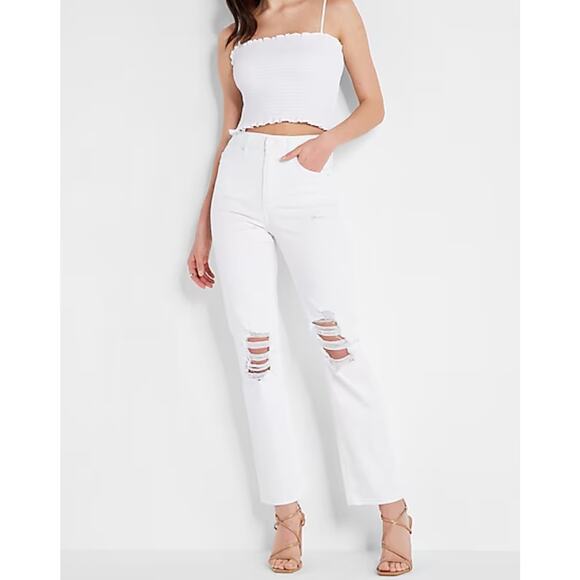 Express High Waisted Ripped Modern Straight Jeans - New Size 10 - Picture 4 of 4